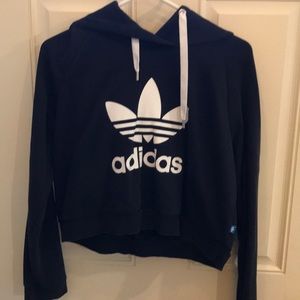 Adidas black cropped hoodie sweatshirt